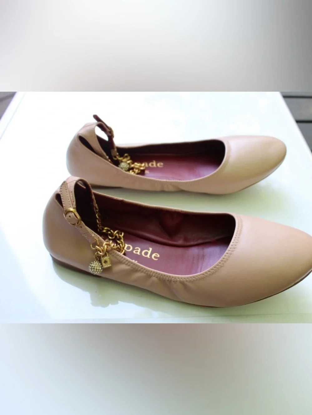 Kate Spade crush flats with chain